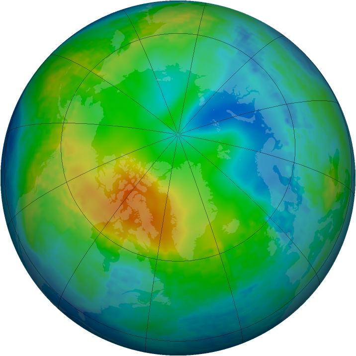 Arctic ozone map for 25 November 2001
